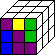un Rubik's cube dont seule la face avant est colorée